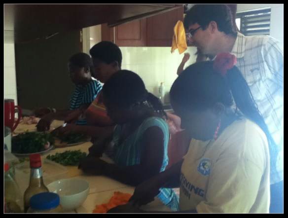 Mike supervises chopping